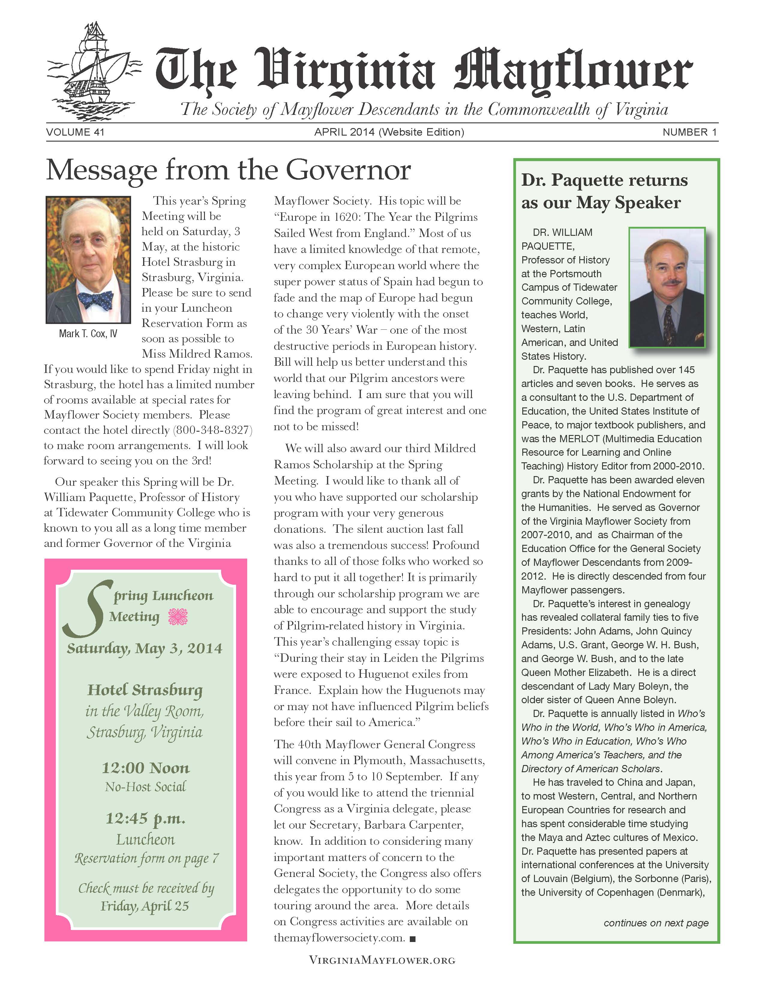 Cover image of Spring 2014 newsletter